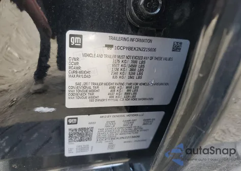 2022 Chevrolet Silverado Ltd K1500 Custom z USA, uszkodzony, nr VIN 1GCPYBEK2NZ215606